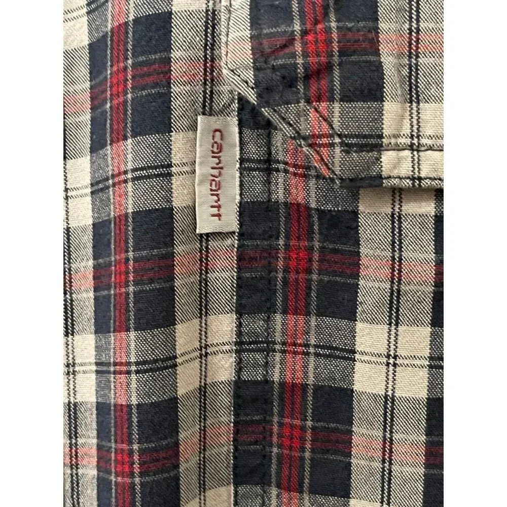 Carhartt Men's Relaxed Fit Plaid Print Long Sleeve Button-Down Work Shirt, 3XL